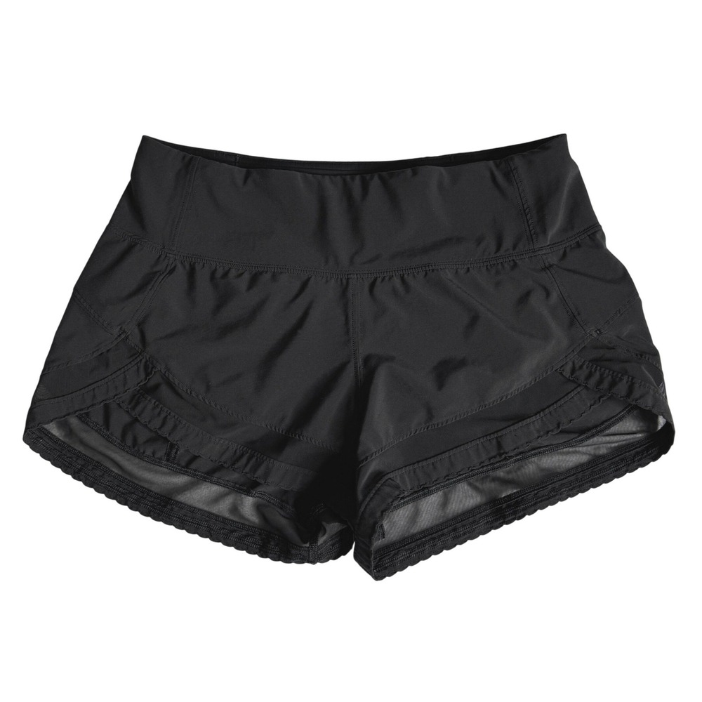 Lululemon Time To Sweat Active Shorts Black Mesh Detail Womens Size 4